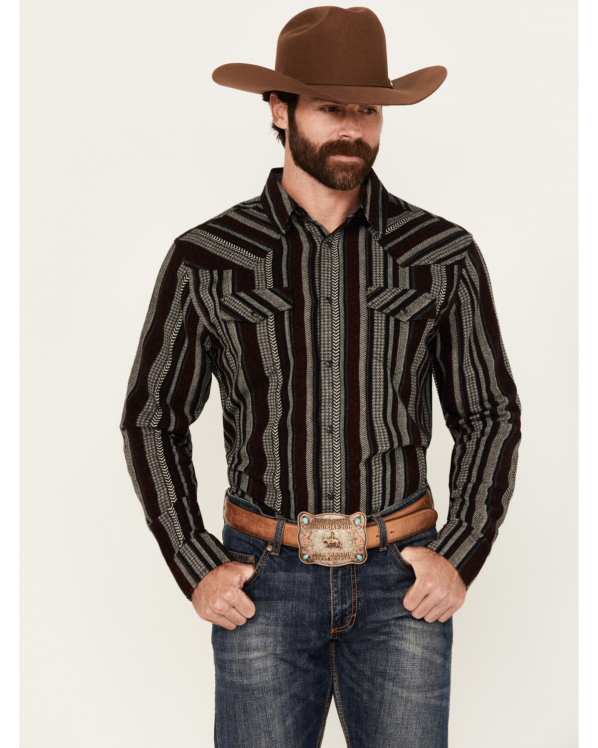 Cody James Men's Caspian Serape Striped Long Sleeve Snap Western Shirt