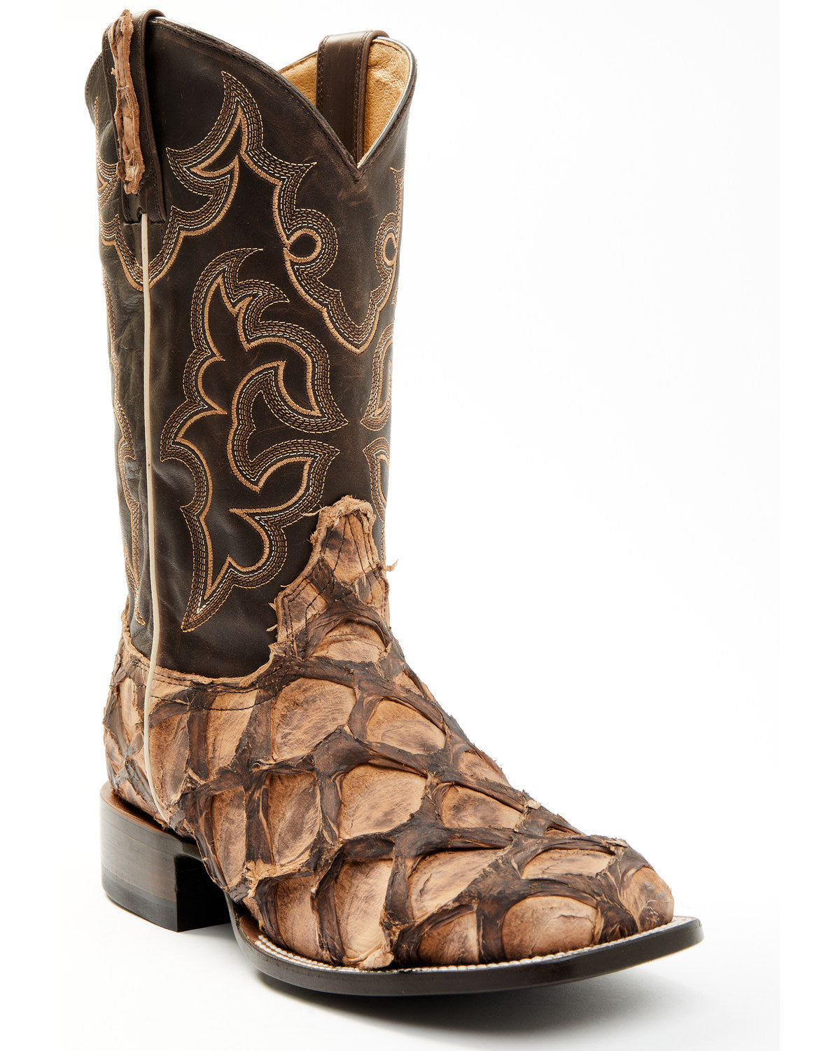 Western boots pirarucu exo brown Ranchers Charuto Pirarucu Rodeo Toe Cowboy Boots – MexWest main image 4