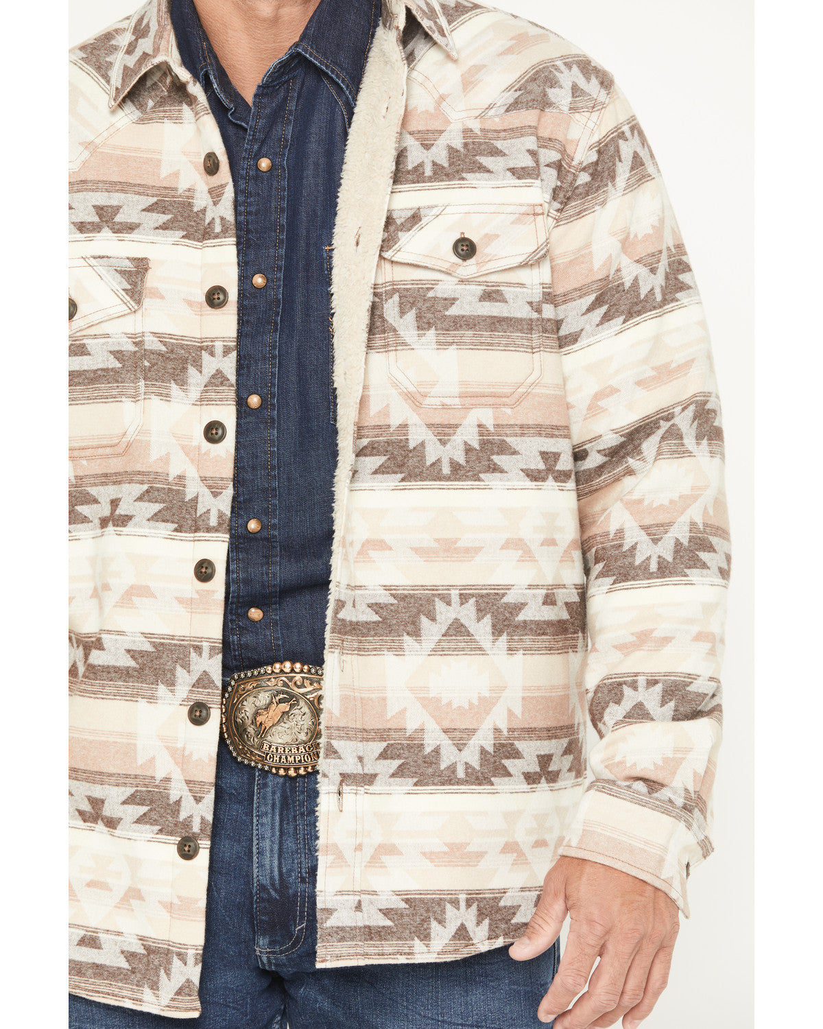 Cody James Men's Emmons Sherpa Lined Southwestern Striped Flannel Shir
