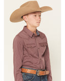 Cody James Boys' Everest Peak Striped Print Long Sleeve Snap Western Shirt