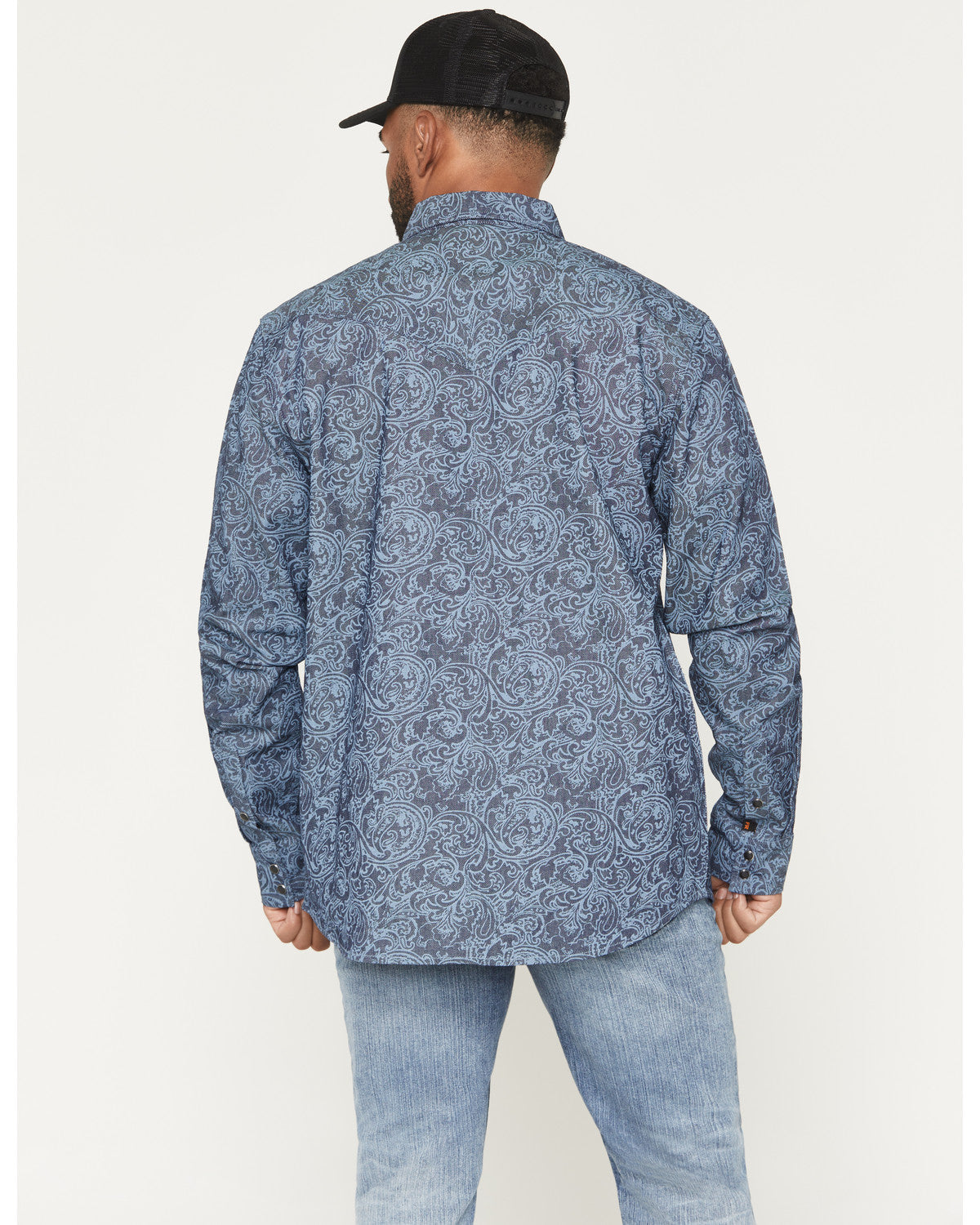 【jam】plllllleeeasse long sleeve Cody James Men's FR Denim Paisley Long Sleeve Snap Shirt