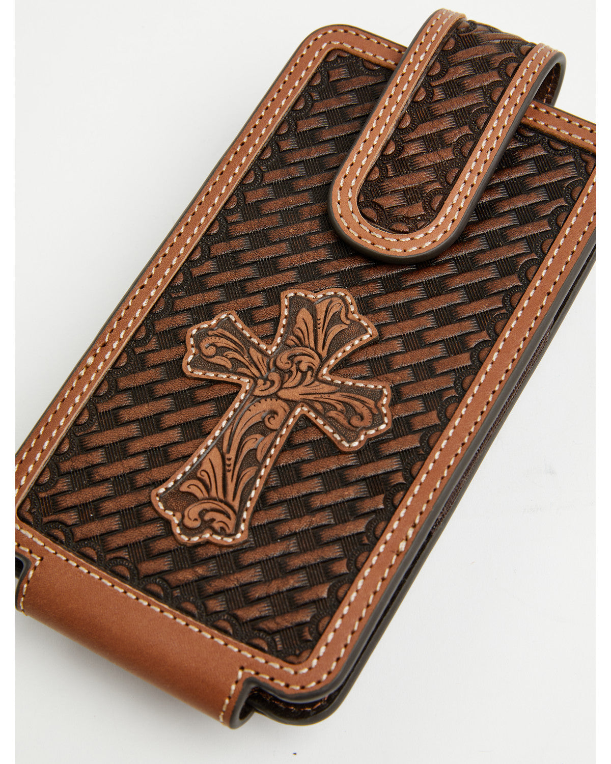 Cody James Men's Wells Basketweave Cross Leather Cell Phone Case